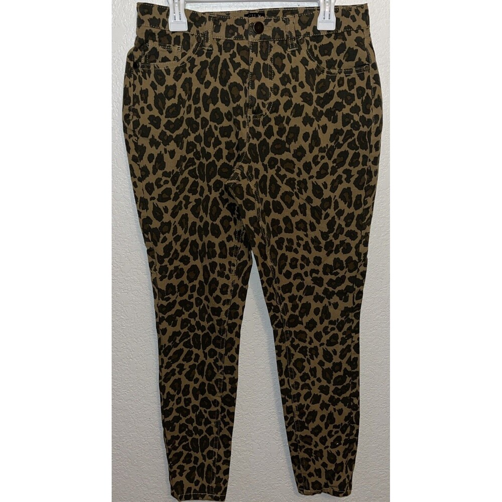 GILI Ankle Pants Dual Stretch Leopard Print Brown Denim Women Size 2
